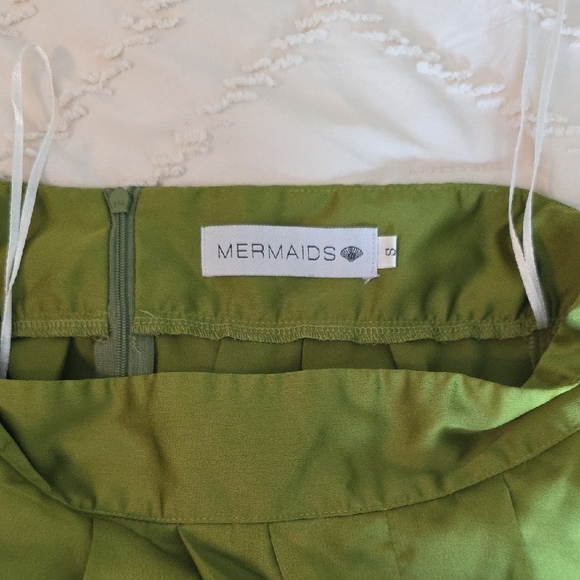 Mermaids Wide Leg Flowy Pants High Waist Shiny Green Small - Picture 4 of 8